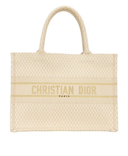 Medium Dior Book Tote, &pound;850, Handbags, Gold/White, Canvas, Front view